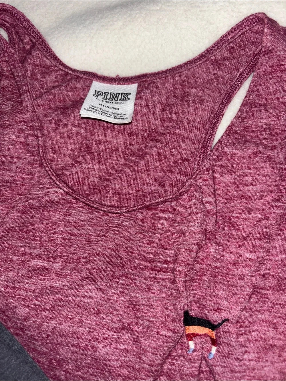 VS PINK Heather Magenta Racerback Tank with Charcoal Leggings - Picture 4 of 6